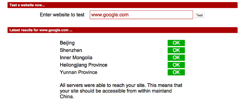 Google Currently Unblocked in China