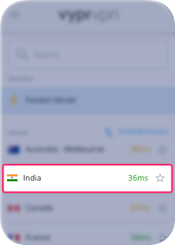 3. Sélectionnez Inde dans la liste