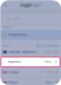 3. Seleccione Argentina de la lista